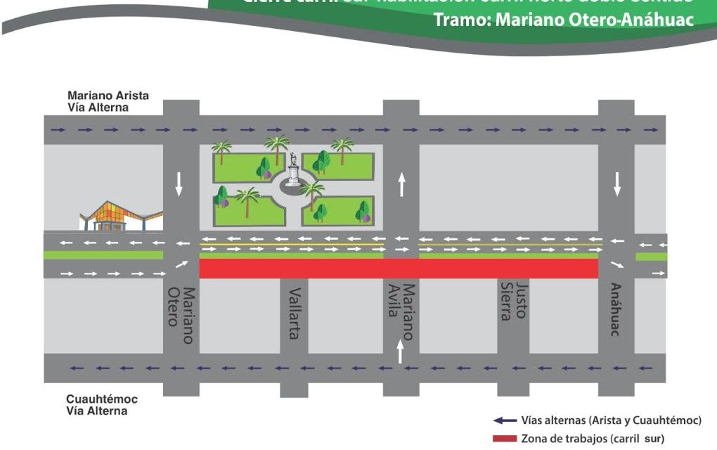 Seduvop anuncia cierre de carril sur de Carranza por avance de obras.