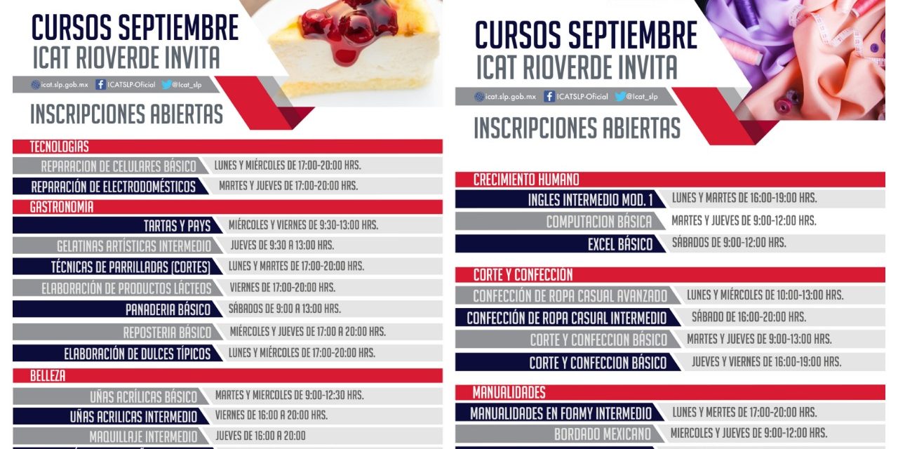 ICAT invita a cursos que se realizarán en Rioverde.