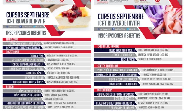 ICAT invita a cursos que se realizarán en Rioverde.