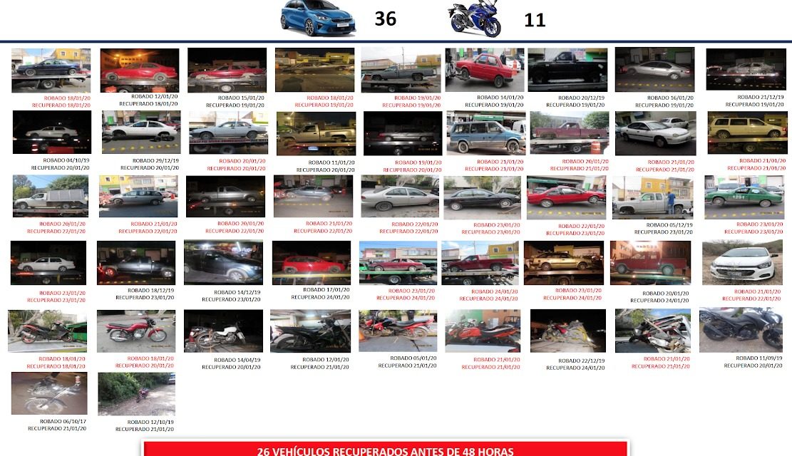 Recupera SSPE 47 vehículos con reporte de robo.