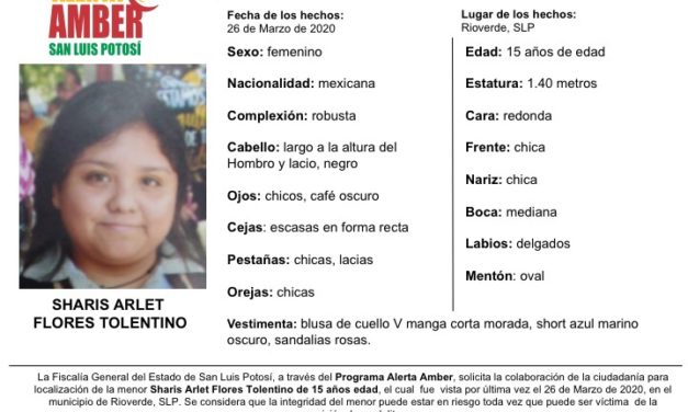 Activan Alerta Amber para localizar a menor de 15 años