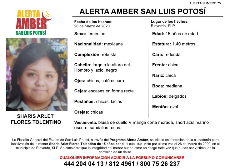 Activan Alerta Amber para localizar a menor de 15 años