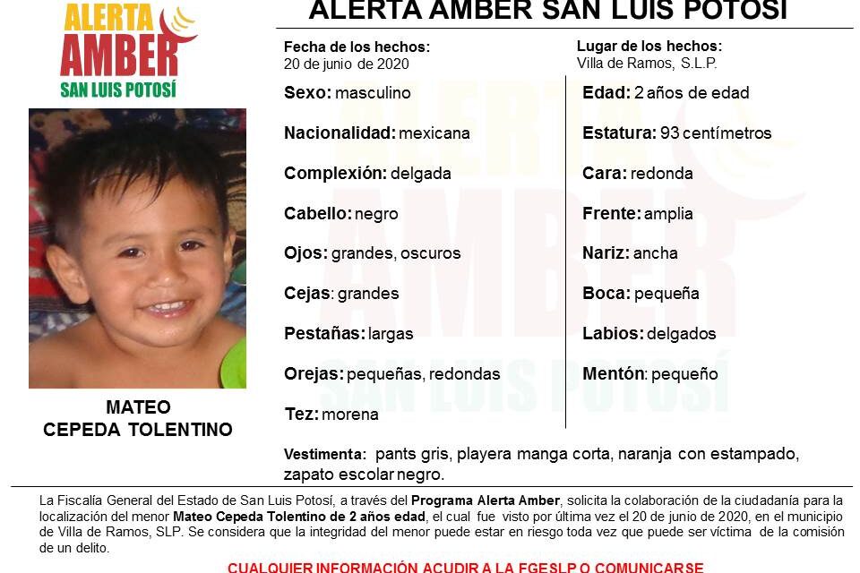 FGE activa Alerta Amber para localizar a menor de 2 años de edad.