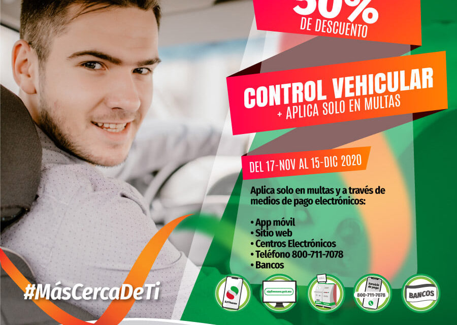 Ofrece Finanzas del Estyado 50% de descuento en multas de control vehicular