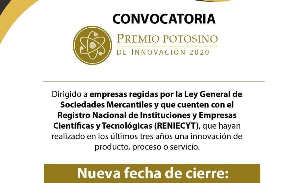 Últimos días para inscripción al Premio Potosino de Innovación 2020