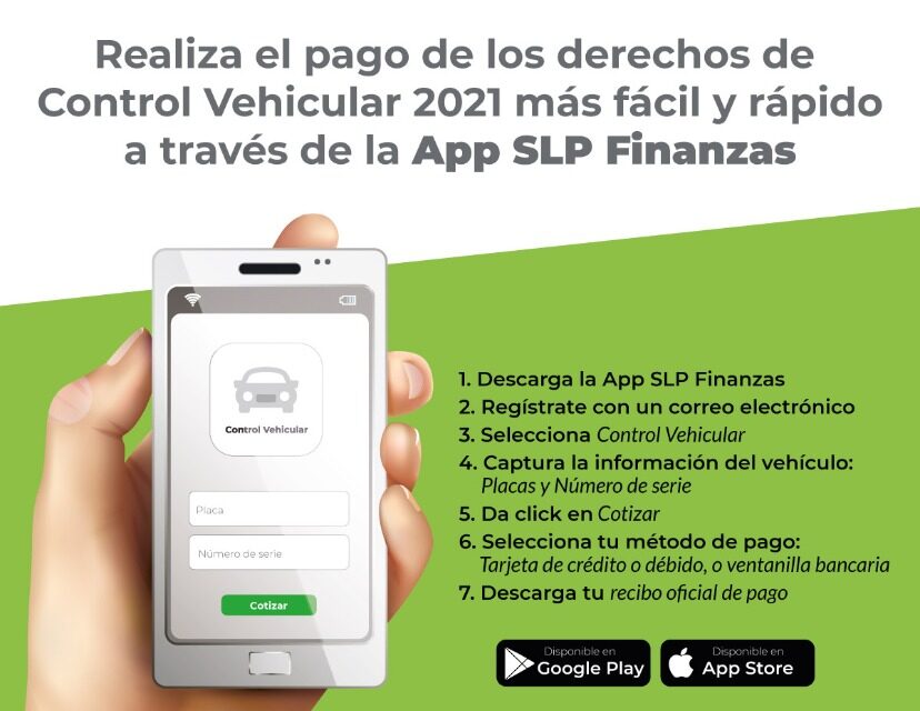 Pago de control vehicular 2021 más fácil y rápido a traves de la App SLPFinanzas