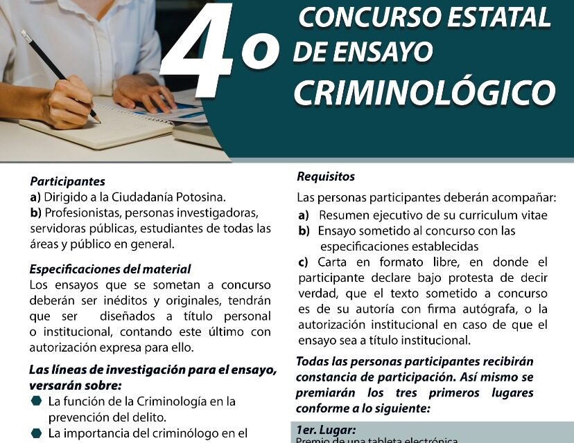 CEEAV invita a participar en el cuarto concurso estatal de ensayo criminológico