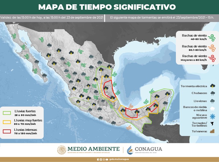 Cielo nublado y chubascos, el pronóstico para SLP en las próximas horas