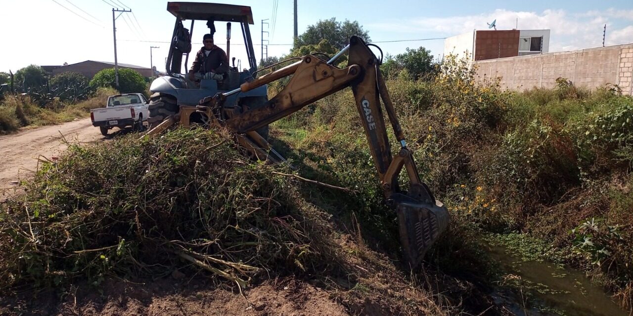 Realizan desazolve del Canal de Los Borregos en V. de Pozos como medida preventiva.