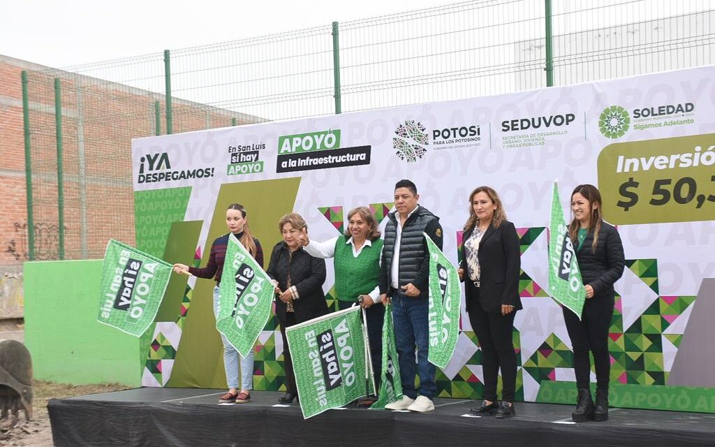 Leonor Noyola y Ricardo Gallardo inician construcción de colector pluvial en la zona oriente de Soledad