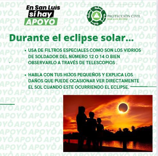 Gobierno estatal exhorta a observar eclipse solar de forma segura