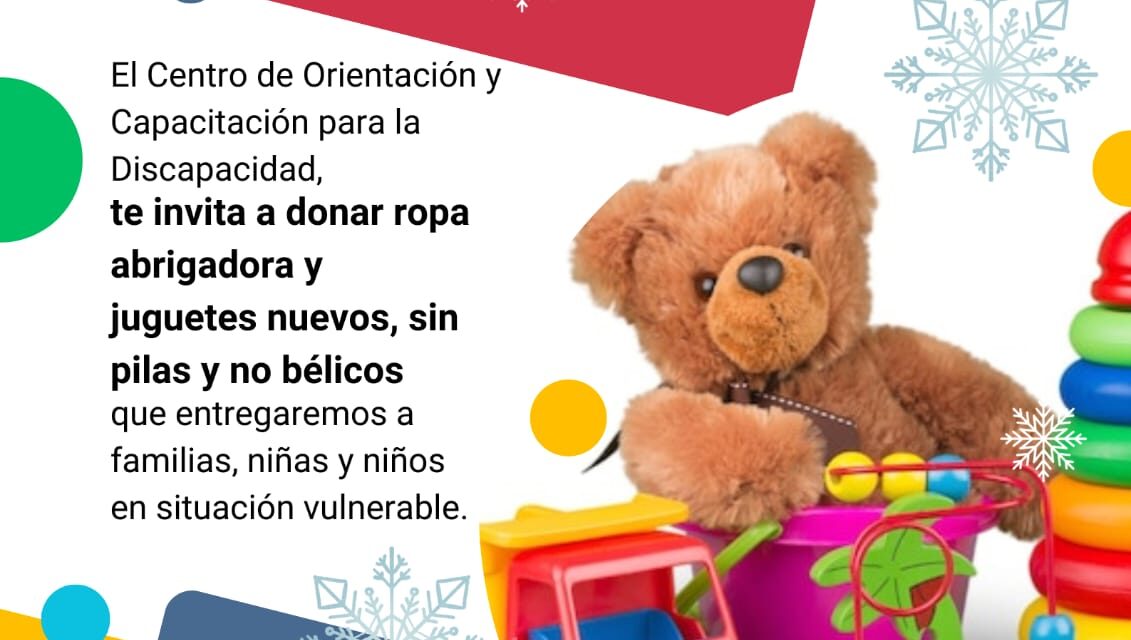 El Centro de Orientación y Capacitación para la Discapacidad, invita a donar ropa abrigadora en buen estado y juguetes