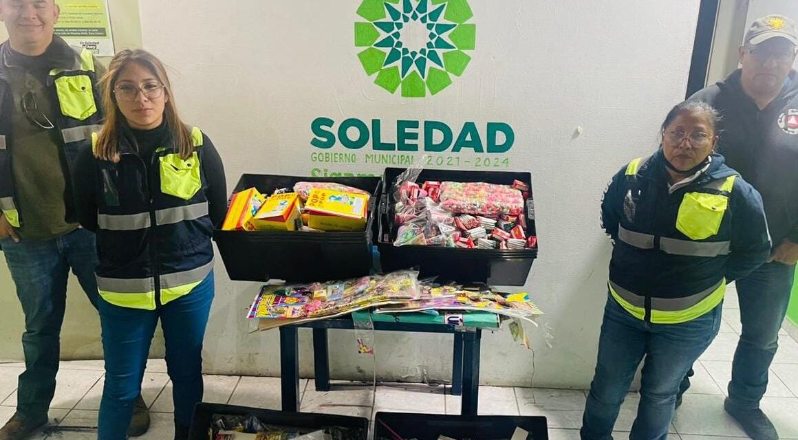 En recorridos de supervisión, Protección Civil de Soledad asegura 15 kg de pirotecnia
