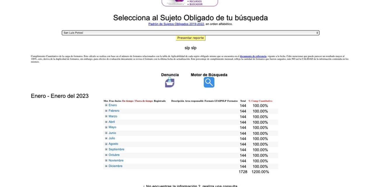 Ayuntamiento de SLP, con 100% de cumplimiento en plataforma de transparencia de Cegaip