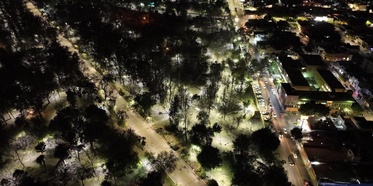 Avanza renovación del alumbrado en el parque de morales