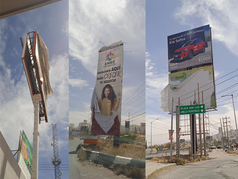 Supervisa Ayuntamiento de San Luis Potosí anuncios espectaculares por fuertes vientos en la ciudad