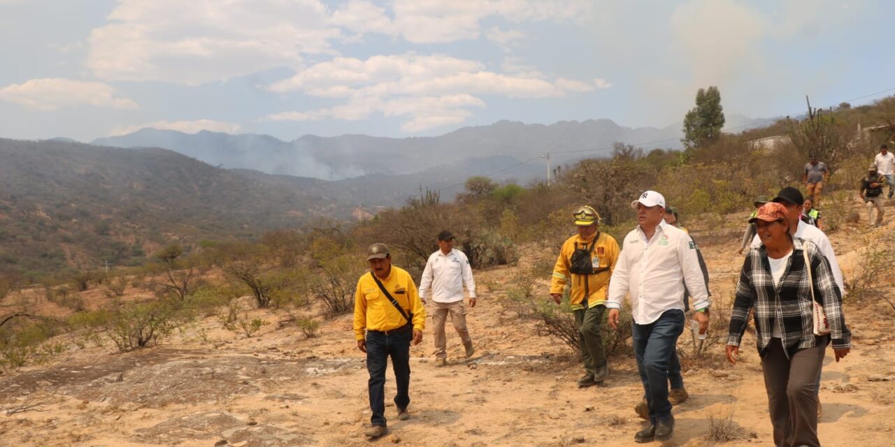 Gobernador supervisa combate a incendio forestal en Santa María