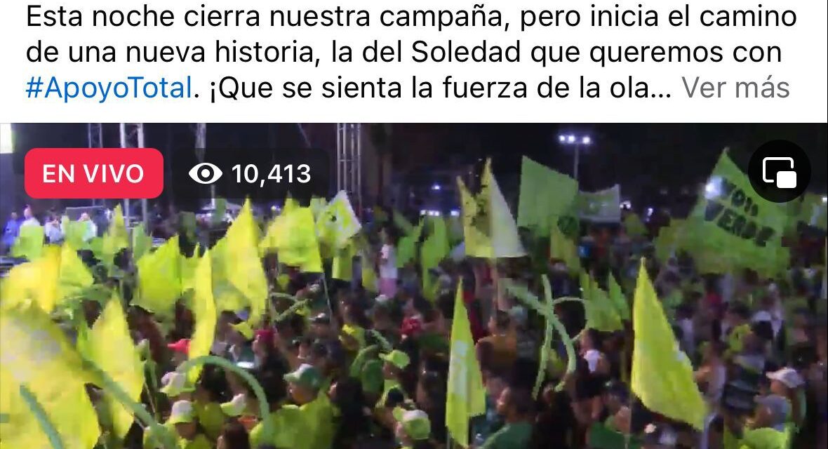 Cierre de campaña de Juan Manuel Navarro supera los 10 mil espectadores en Facebook