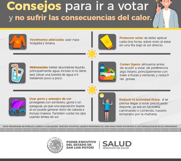 Gobierno estatal llama a protegerse del calor durante las elecciones