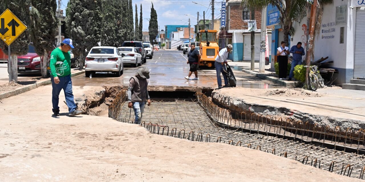 Constata Ricardo Gallardo avances del colector pluvial en Cactus