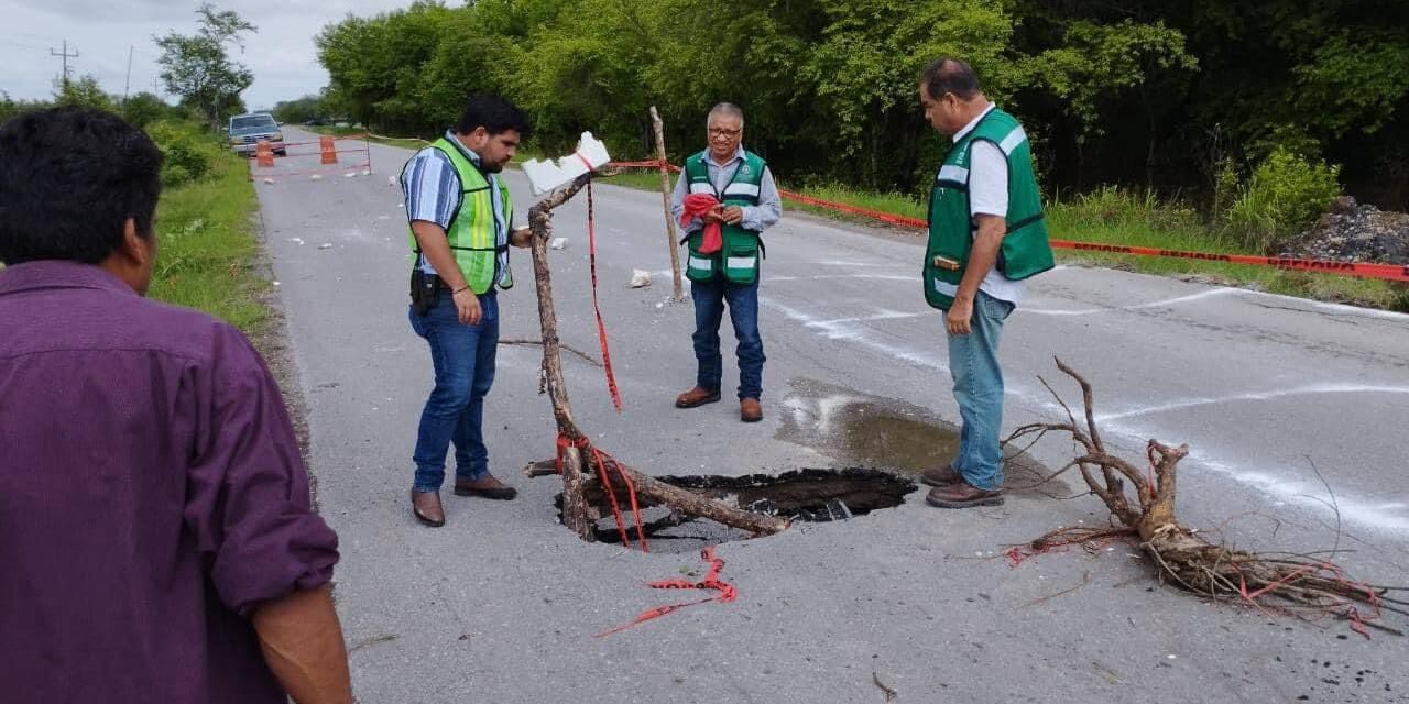 El estado atiende caminos afectados por lluvias en la huasteca