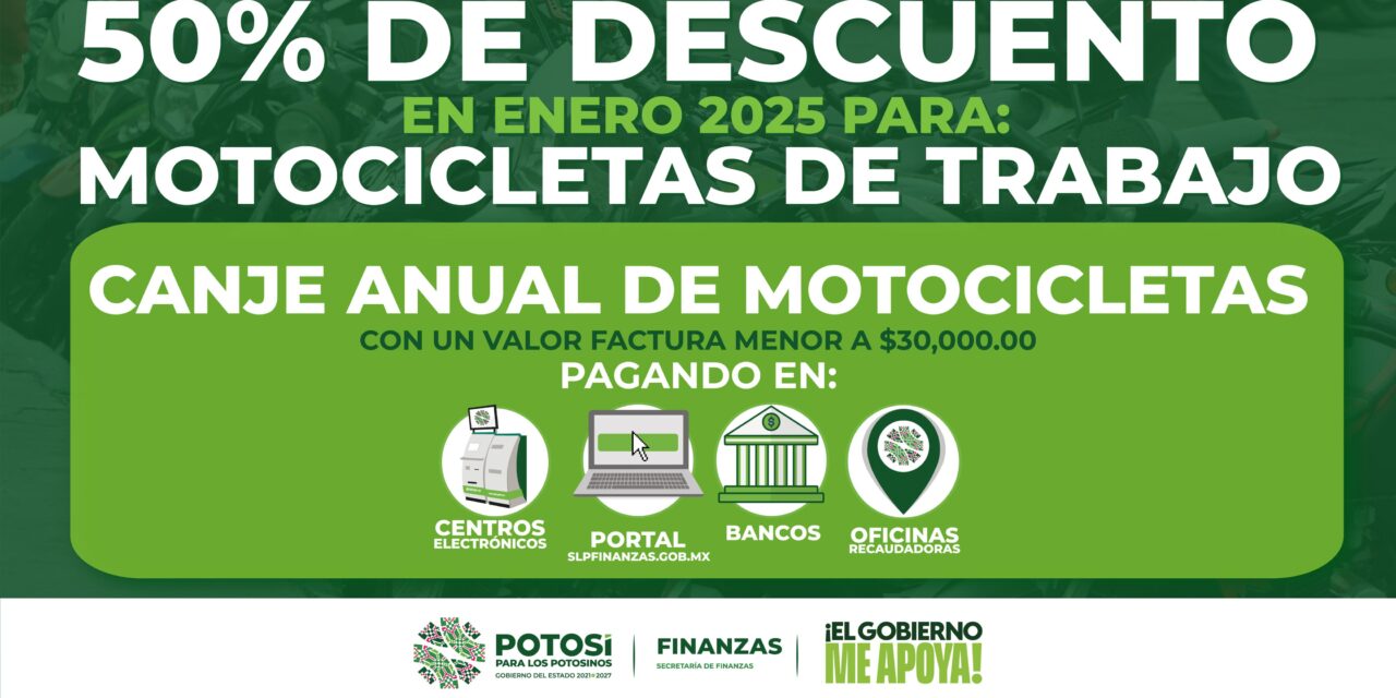Gobierno del Estado brinda apoyo a motociclistas con descuento en canje anual.
