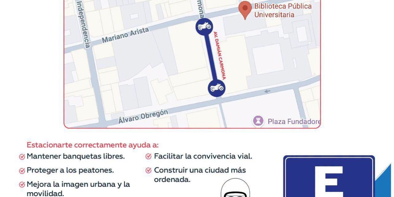 Invita Gobierno de la Capital a usar correctamente estacionamientos exclusivos para motos